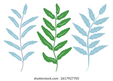Green and Blue Leaf Vector Set