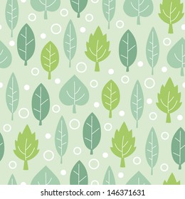 Green and Blue leaves on a mint background Seamless ornament