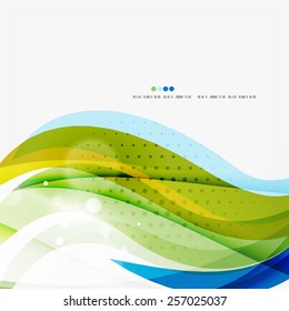 Green and blue light air lines. Modern background design