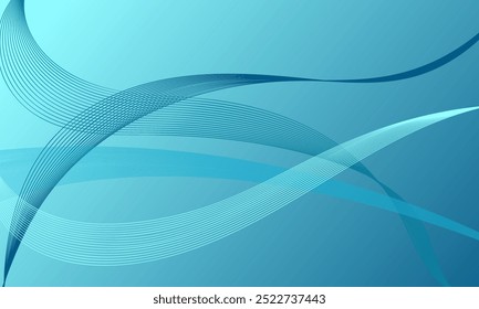 green blue light lines wave curve on smooth gradient abstract background