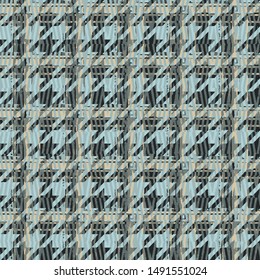 green , blue , lime colored distressed  houndstooth checked variegated stroke textured on abstract striped stains background. vector seamless pattern design  