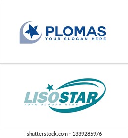 Green blue line art star pin swash combination mark logo design concept suitable fro repairs construction hotels companies techniques