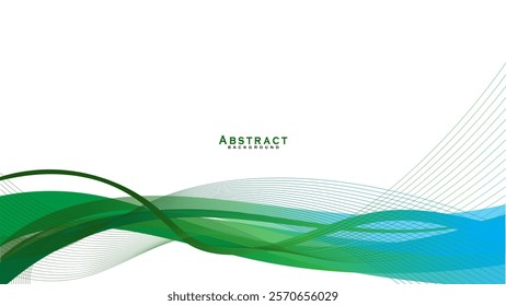Green and blue line gradient abstract background element design with white background vector line decoration