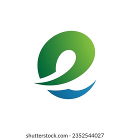 Green and Blue Lowercase Letter E Icon with Soft Spiky Curves on a White Background
