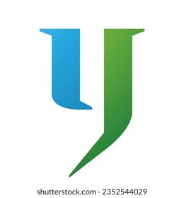 Green and Blue Lowercase Letter Y Icon on a White Background