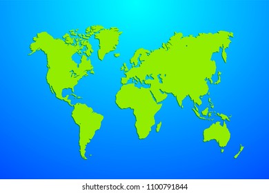 Green and blue map of the world. Globe Vector illustration. Earth Graph Colored world map.