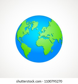 Green and blue map of the world. Globe Vector illustration. Earth Graph Colored world map.