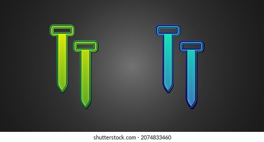 Green and blue Metallic nails icon isolated on black background.  Vector