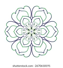 Green and blue mixed mandala design