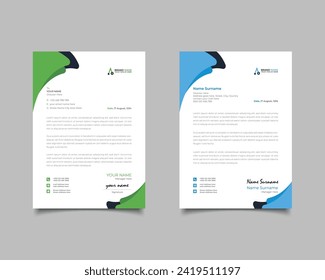 Green And Blue Modern Business Letterhead Simple clean Template Design