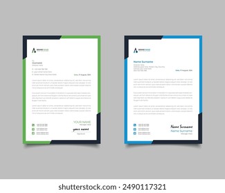 Green And Blue Modern Business Letterhead Simple Clean Template Design