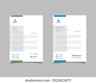 Green And Blue Modern Business Letterhead Simple Clean Template Design