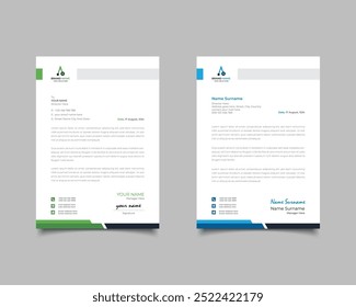 Green And Blue Modern Business Letterhead Simple Clean Template Design