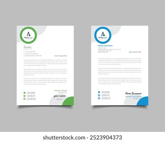 Green And Blue Modern Business Letterhead Simple Clean Template Design