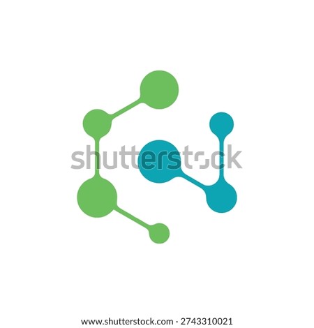 Green and blue molecular structure graphic representation icon model icon
