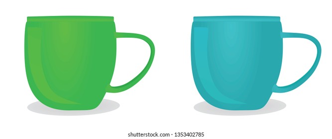 Green and blue mug. vector illustration