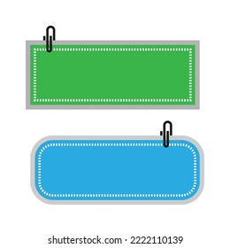 Green blue nameplate paper. Creative concept. Information sign business concept. Vector illustration. stock image. 