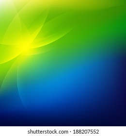 Fondo De Naturaleza Verde Y Azul, Con Malla De Gradiente, Ilustración Vectorial