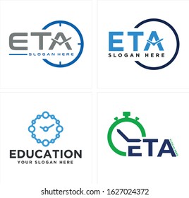 Green blue navy clock stop watch speed concept combination line vector logo suitable for internet software product development education