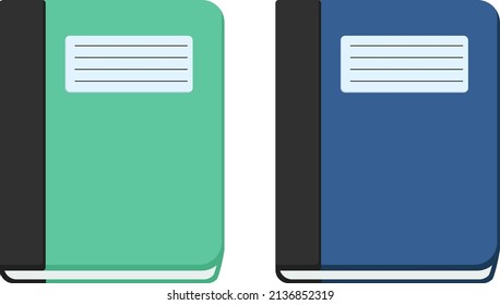 Green and blue notebook, illustration, vector on a white background.