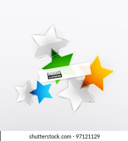 Green, blue, orange colors unsticky star eps10 vector labels