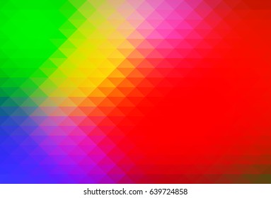 Green blue orange red abstract geometric background with rows of triangles  