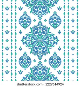 Green and blue ornamental seamless pattern. Vintage vector, paisley elements. Ornament. Traditional, Turkish, Indian motifs. Great for fabric and textile, wallpaper, packaging or any desired idea.