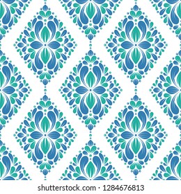 Green and blue ornamental seamless pattern. Vintage vector, paisley elements. Ornament. Traditional, Turkish, Indian motifs. Great for fabric and textile, wallpaper, packaging or any desired idea.