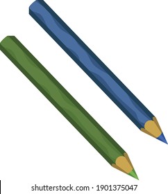 vector de lápiz verde y azul