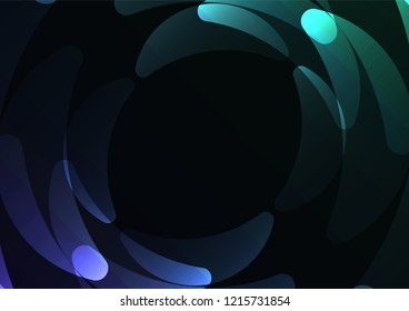green blue petal layer dark background, floral collage backdrop, simple curve template, vector illustration