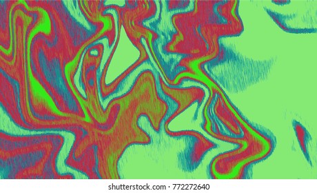 Green, blue, pink digital marbling background. Liquid surface backdrop. Colorful suminagashi vector for web design or festival invitation. Noise pattern. Traditional Turkish ebru technique