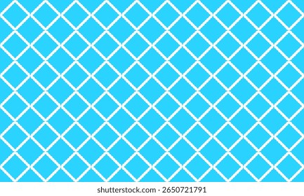 Green blue plaid fabric texture, blue diamond with white border checkerboard repeat pattern, replete image, design for fabric printing, rhombus