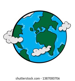 Green and blue planet Earth with clouds