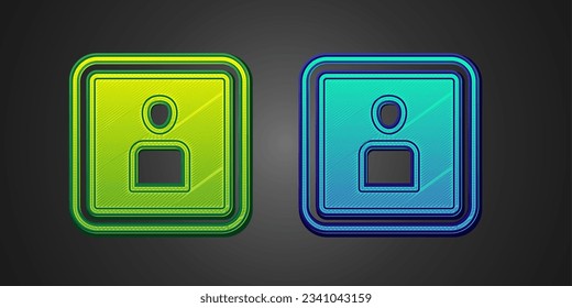 Green and blue Play Video icon isolated on black background. Film strip sign.  Vector