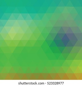 Green and blue polygonal illustration with triangle. Geometric background.