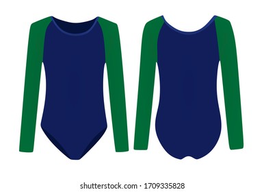 Green and blue practice bodysuit. vector illustration