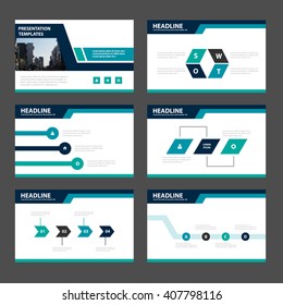 Green blue presentation templates Infographic elements flat design set for brochure flyer leaflet marketing advertising