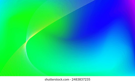 Green blue purple gradient mesh abstract background decorated with cyan yellow blended lines nice for wallpaper or banner
