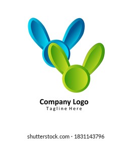 green blue rabbit gradient logo
