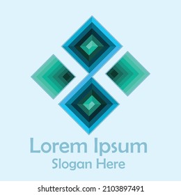 green blue rectangcle company logo vector illustration