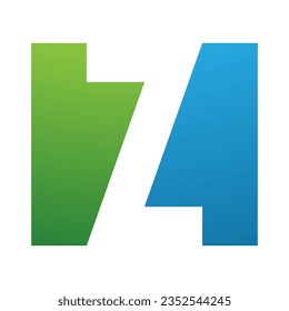 Green and Blue Rectangle Shaped Letter Z Icon on a White Background