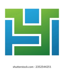 Green und Blue Rectangle Shaped Letter Y Symbol auf weißem Hintergrund