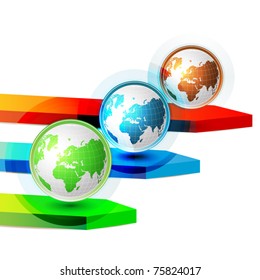 Green blue and red Earth with colored arrows