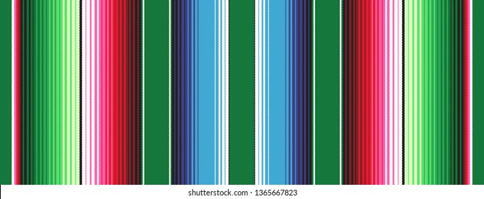 
Green Blue Red Mexican Blanket Serape Stripes Seamless Vector Pattern. Rug Texture with Threads. Background for Cinco de Mayo Party Decor or Mexican Food Restaurant Menu. Pattern Tile Swatch Included