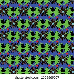 green blue red whait butterfly pattern