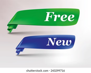 green & blue ribbon with free and new tag