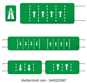 Green Blue Roadsign - Square roadsigns in green color tones isolated on white background