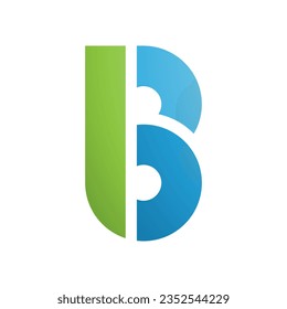 Green and Blue Round Disk Shaped Letter B Icon on a White Background