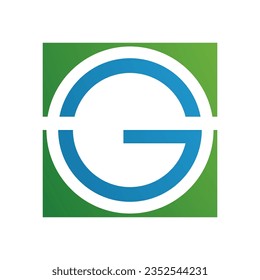 Green and Blue Round and Square Letter G Icon on a White Background