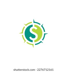 Logo de un círculo verde y azul con un sol en el medio